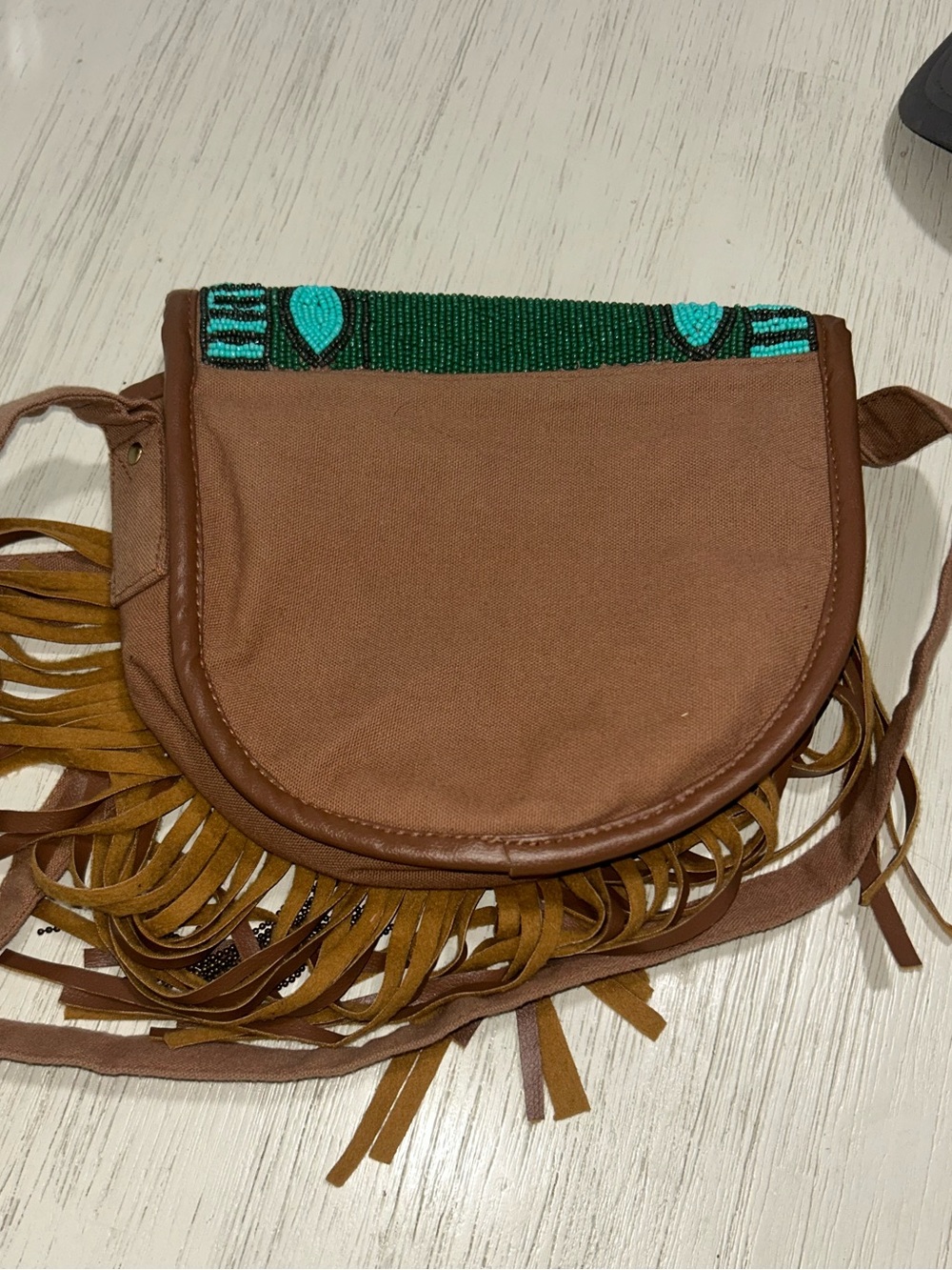 Fringe Bag Earthbound Trading Co Blue Suede - Picture 5 of 8